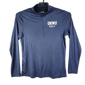 Ladies Blue Team Golf Polo Shirt Long Sleeve Pullover 365 OKWU 1/4 Zip Size XL